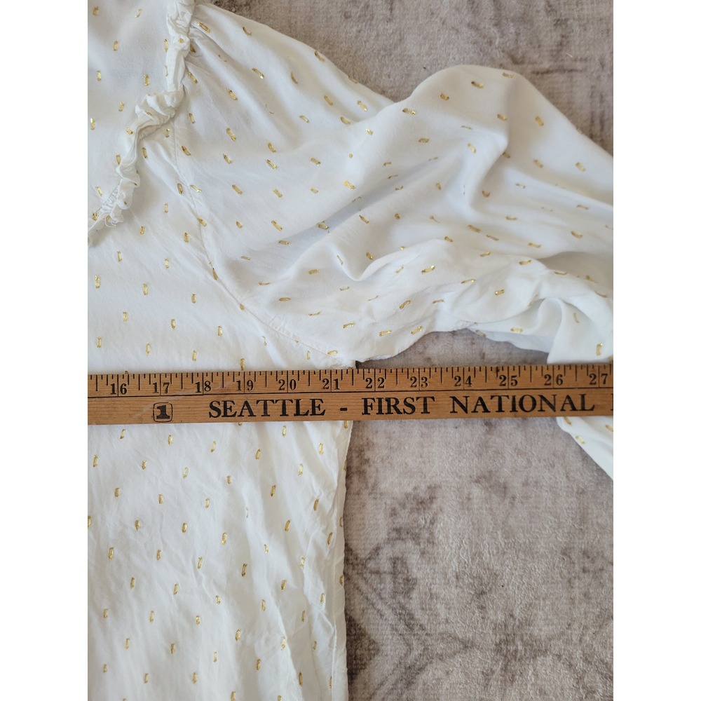 Draper James RSVP Metallic Clip Dot Ruffle Blouse - Women's XL - Cottagecore - Picture 8 of 10